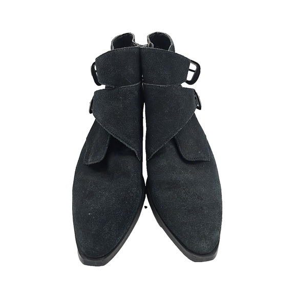 Urban Outfitters Talia Black Suede Buckle Side Zip Ankle Bootie Womans Size 9 - Picture 3 of 7